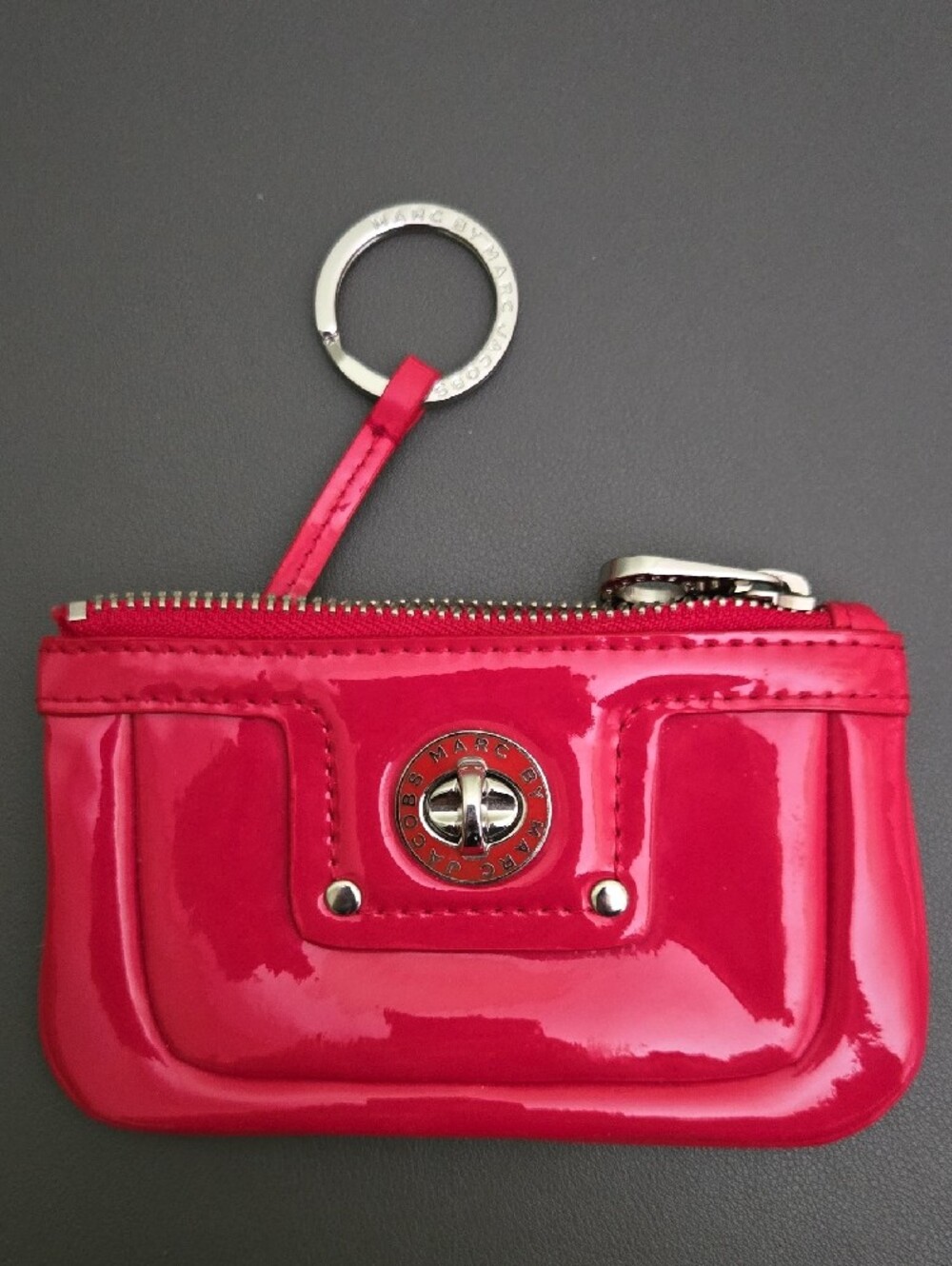 Marc by Marc Jacobs Hot Pink Patent Zip Coin Key Pouch / Wallet